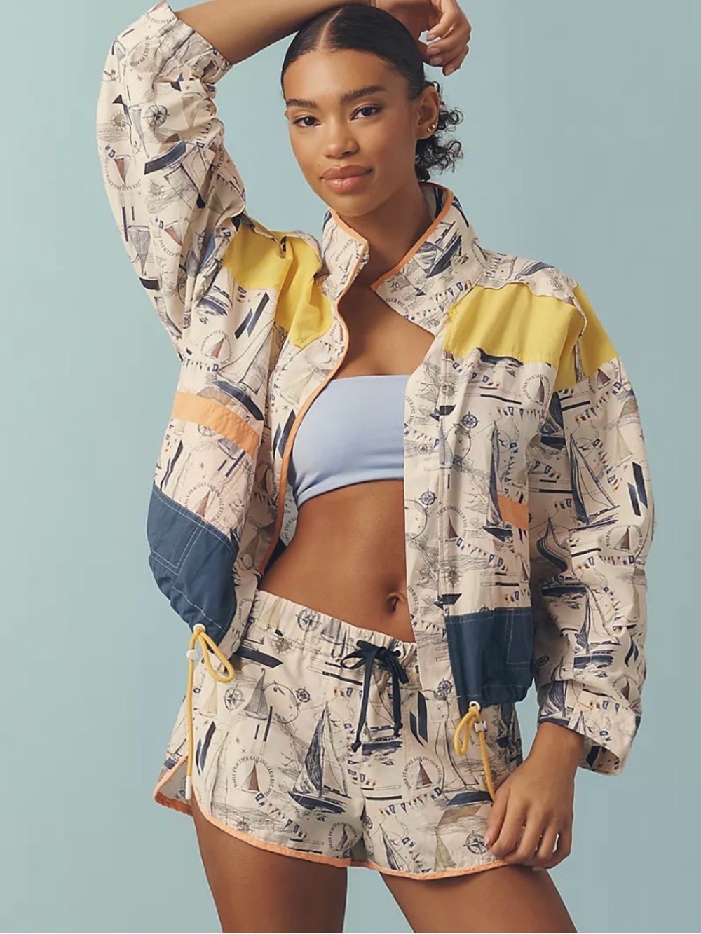 Nautical Print Athletic Short Set - Cream & Navy
Small -jacket
XL- shorts - Picture 2 of 3